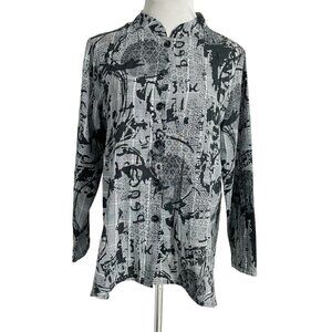 Niche Nilgun Derman Small Button Down Shirt Top Blouse Collared Lagenlook Boho